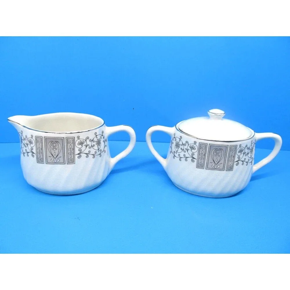 Enoch Wedgwood Manchester Covered Sugar Dish and Creamer